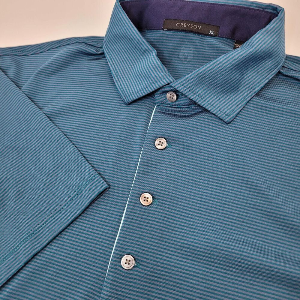 Greyson Polo Golf Shirt Men XL‎ Short Sleeve Striped Stretch Breathable Casual